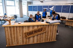 Volunteers at the counter